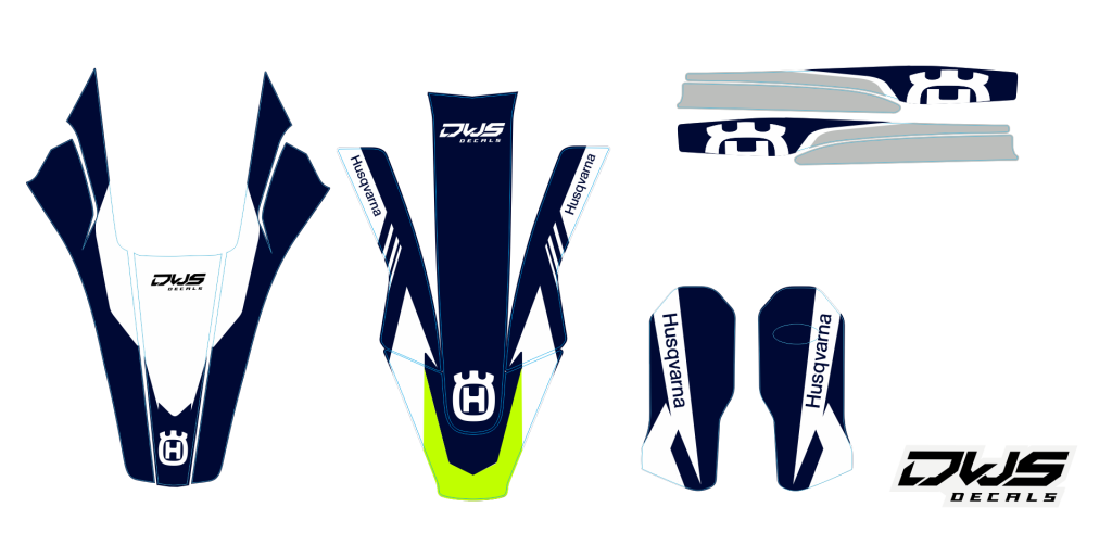 Trim kit decal stickerset Husqvarna TC 125 FC 250 350 450 FS 450 2016 2017 2018 Decals dekor design graphics aufklebe stickerset nummerset dws mx side panel front dender rear fender kotflugel swingarm forkprotetcors supermotard superbiker supermoto nummer