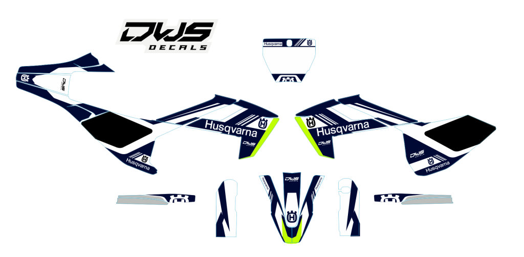 Complete stickerset Husqvarna TC 125 FC 250 350 450 FS 450 2016 2017 geel zwart gelb schwarz yellow black Decals dekor design graphics aufklebe stickerset nummerset dws mx supermoto FS 450 supermotard superbiker
