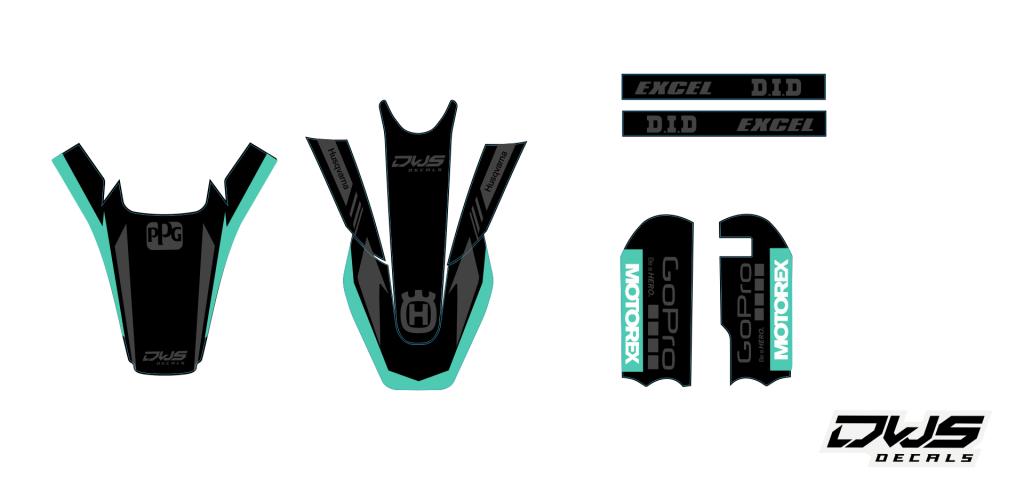 complete stickerset TC 50 husqvarna 2017 2018 dws decals graphics grahics aufklebe decore number decals nummerset blue kotflugel front fender rear fende fork protectors kabel geschutzer side panels new designs DWS decals