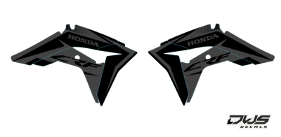 Radiator radia tank Honda CRf 450 R XR 2017 2018 2019 crf 250 2018 2019 Decals dekor design graphics aufklebe stickerset nummerset dws mx model 1 Honda factory look 2017 graphic rear fender front fender swingarm forkprotectors radiator shrouds numbers sid