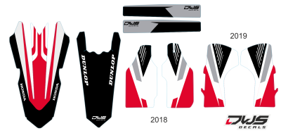 Radiator radia tank Honda CRf 450 R XR 2017 2018 2019 crf 250 2018 2019 Decals dekor design graphics aufklebe stickerset nummerset dws mx model 1 Honda factory look 2017 graphic rear fender front fender swingarm forkprotectors radiator shrouds numbers sid
