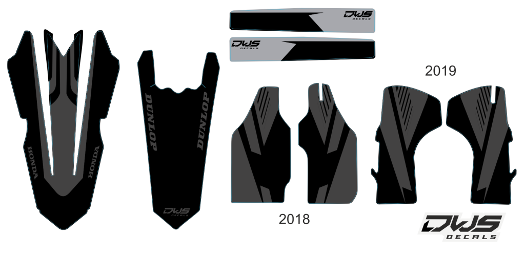 Radiator radia tank Honda CRf 450 R XR 2017 2018 2019 crf 250 2018 2019 Decals dekor design graphics aufklebe stickerset nummerset dws mx model 1 Honda factory look 2017 graphic rear fender front fender swingarm forkprotectors radiator shrouds numbers sid