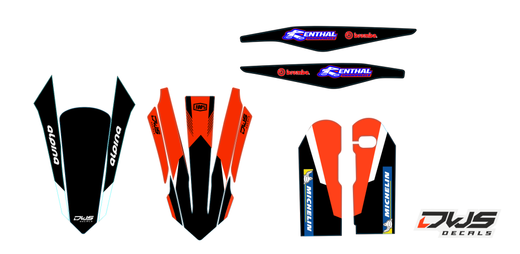 KTM trim set sx sxf 125 250 350 450 500 exc supermoto Trimset KTM SX-F SX 125 150 250 350 450 2016/2017/2018 Model 26 Trimset bestaande uit: - Voorspatbord sticker - Achterspatbord sticker - 3 delig - Voorvorkbeschermer stickers - 2 delig - Brugstickers -