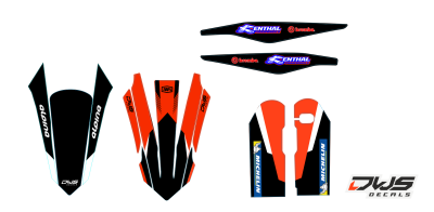 KTM trim set sx sxf 125 250 350 450 500 exc supermoto Trimset KTM SX-F SX 125 150 250 350 450 2016/2017/2018 Model 26 Trimset bestaande uit: - Voorspatbord sticker - Achterspatbord sticker - 3 delig - Voorvorkbeschermer stickers - 2 delig - Brugstickers -