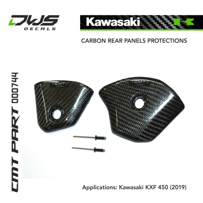 CARBON REAR PANELS PROTECTIONS for KAWASAKI KXF 450 2019 cmt dws decals