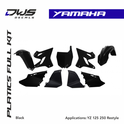 yamaha plsatics kit YZ  125 250  Description Restyle uw 2-takt! Kit plastic compleet Replica 4-takt. 1 spatbord voor 1 spatbord achter 1 voorplaat 2 zijplaten 2 radiatoropeningen dws decals