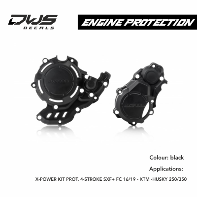 ACERBIS: PLASTICS - KTM - ENGINE PROTECTORS X-POWER KIT PROT. 4-STROKE SXF  FC 16/19 - KTM -HUSKY 250/350 - black acerbis dws decals