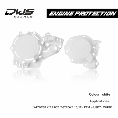 ACERBIS: PLASTICS - KTM - ENGINE PROTECTORS X-POWER KIT PROT. 4-STROKE SXF  FC 16/19 - KTM -HUSKY 250/350 - white acerbis dws decals