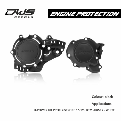 ACERBIS: PLASTICS - HUSQVARNA - ENGINE PROTECTORS X-POWER KIT PROT. 2-STROKE 16/19 - KTM -HUSKY - black dws decals acerbis