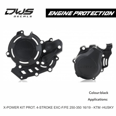 X-POWER KIT PROT. 4-STROKE EXC-F/FE 250-350 16/19 - KTM -HUSKY - ORANGE black dws decals acerbis