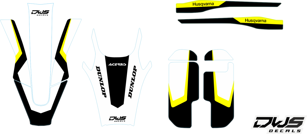 nummers nummern startnummern numbers Husqvarna TC 125 FC 250 350 450 2019 Model 1 Gehele stickerset bestaande uit - Radiaset (2 delig) - Nummerset (5 delig) - Trimset (9 delig) Complet decasl kit consisting off - decals Radiator kit - decals side panels -