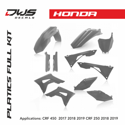 FULL KIT PLASTIC HONDA CRF450 2017 2018 2019   CRF250 2018 2019 7 pieces - GREY 2 dws decals acerbis