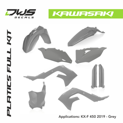 Kawasaki Plastics KX-F 450 2019 Replica APPLICATIONS: • KX-F 4502019 All Acerbis replica plastic has the original factory shape of the OEM plastic of each specific model. Full Plastic Kits include front fender, rear fender, side panels, radiator shro