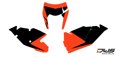 KTM EXC 125 250 350 450 500 2017-2019 Model 14 dws decals acerbis rear fender front fender side panels swingarm fork protetcors numbers nummer voorpootbeschermers voorspoatbord supermoto suoerbiker decals stickers aufklebe decore kit