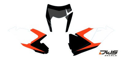 KTM EXC 125 250 350 450 500 2017-2019 Model 14 dws decals acerbis rear fender front fender side panels swingarm fork protetcors numbers nummer voorpootbeschermers voorspoatbord supermoto suoerbiker decals stickers aufklebe decore kit