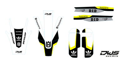 Trimset Husqvarna TC FC 125 250 350 450 2019 model 4 dws decals front fender rear fender fork protectors swingarm