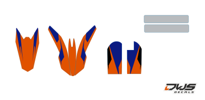 trimset KTM SX 2009 2010 2011 2012 2013 2014 2015 orange blue oranje blauw blau Decals dekor design graphics aufklebe stickerset nummerset dws mx