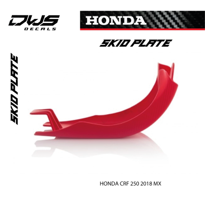 SKID PLATE HONDA CRF 250 2018 MX - RED bodemplaat DWS DECALS
