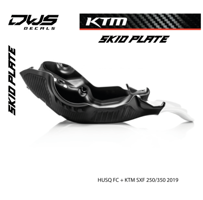 SKID PLATE HUSQ FC   KTM SXF 250/350 2019 BLACK/WHITE bodemplaat dws decals 
