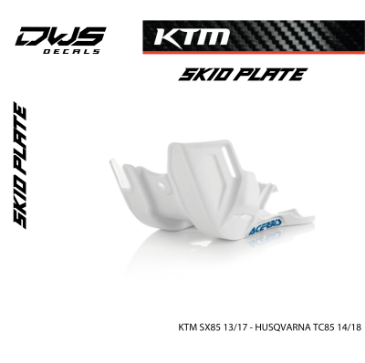 SKID PLATE KTM SX85 13/17 - HUSQVARNA TC85 2014 2015  2016 2017 2018 – WHITE bodemplaat DWS decals cross mx supernoto supermotard, supercross