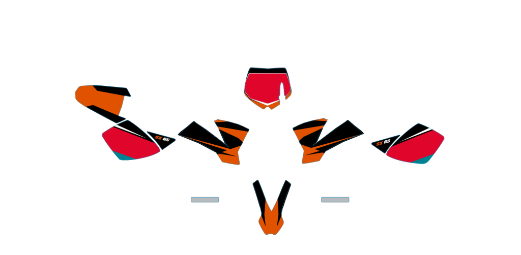 Complete Stickerset KTM SX 50 2002 2003 2004 2005 2006 2007 2008 orange black oranje zwart schwarz Decals dekor design graphics aufklebe stickerset nummerset dws mx