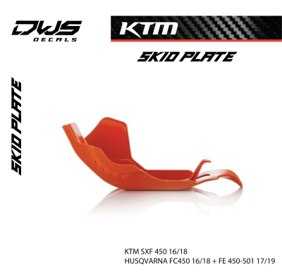 SKID PLATE KTM SXF 450 16/18   HUSQVARNA FC450 16/18   FE 450-501 17/19 – KTM 2016 bodemplaat DWS DECALS