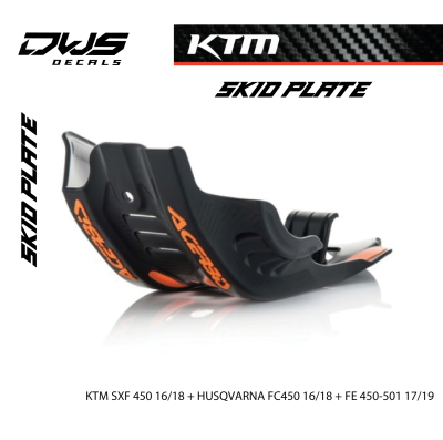 SKID PLATE KTM SXF 450 16/18   HUSQVARNA FC450 16/18   FE 450-501 17/19 – BLACK DWS DECALS BODEMPLAAT
