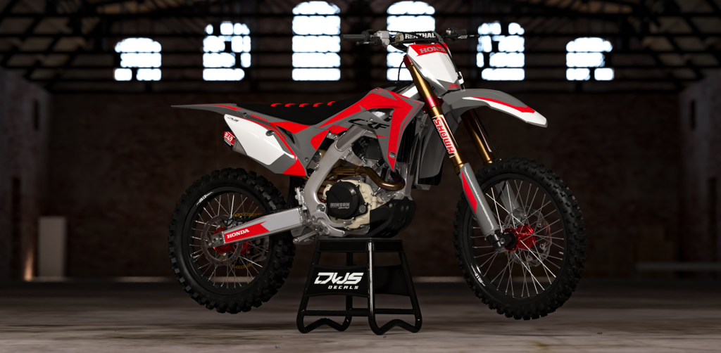 Honda CRF 250 2018 2019 CRF 450 2017/2019 Set DWS DECALS GREY SILVER red white wit rood grijs zilver stickerset sticker motor