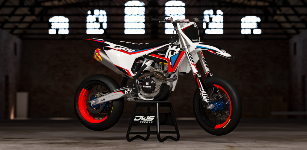 Complete Stickerset Husqvarna FS 450 2016 2017 2018 Decals dekor decore design graphics aufklebe stickerset nummerset dws mx red rood white wit black zwart blue blauw