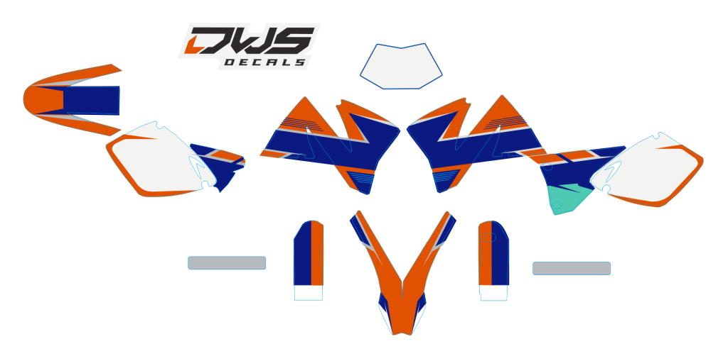 Complete stickerset KTM EXC 1998 1999 2000 blue orange aqua teal Decals dekor design graphics aufklebe stickerset nummerset dws mx