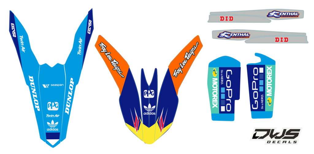 Complete stickerset Honda CRf 450 R XR 2017 Decals dekor decore design graphics aufklebe stickerset nummerset dws mx model 1 Honda factory look 2017 graphic rear fender front fender forkprotectors red rood rot kabelgeschutzer kot flugel