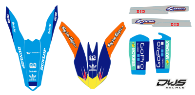Complete stickerset Honda CRf 450 R XR 2017 Decals dekor decore design graphics aufklebe stickerset nummerset dws mx model 1 Honda factory look 2017 graphic rear fender front fender forkprotectors red rood rot kabelgeschutzer kot flugel