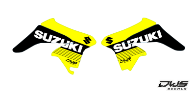 Radiaset Suzuki RMZ 250 2010 2011 2012 2013 2014 2015 2016 geel zwart yellow black Decals dekor design graphics aufklebe stickerset nummerset dws mx