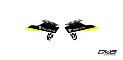 radia set radia scoops stickerset TC 50 husqvarna 2017 2018 dws decals graphics grahics aufklebe decore number decals nummerset yellow geel gelb schwarz zwart black white wit