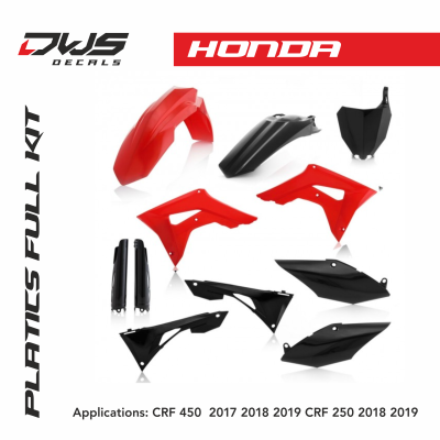 Honda plastics crf 450 2017 2018 2019 crf 250 2018 2019 acerbis dws decals black red rood zwart rot schwarz