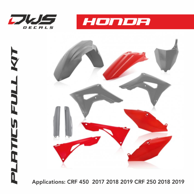 grau grijs grey rot rood red Honda Acerbis Plastics CRF 450 2017 - 2019 CRF 250 2018 2019 Grey Red SKU: AC 0022385.133 ACERBIS REPLICA PLASTICS: FULL KIT PLASTIC HONDA CRF450R 2017-2018   CRF 250 2018 -