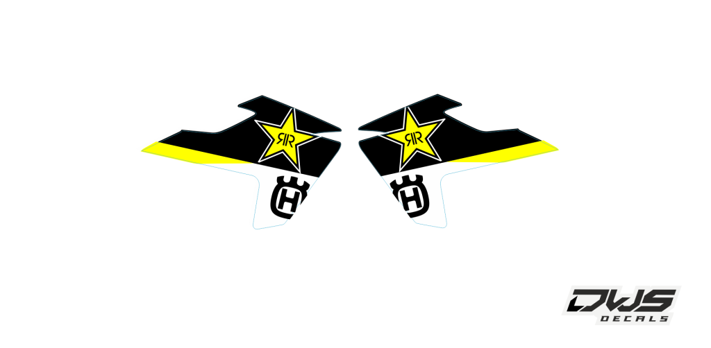 radia set radia scoops stickerset TC 50 husqvarna 2017 2018 dws decals graphics grahics aufklebe decore number decals nummerset yellow geel gelb schwarz zwart black white wit 