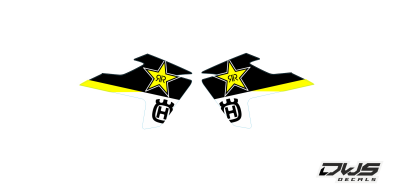 radia set radia scoops stickerset TC 50 husqvarna 2017 2018 dws decals graphics grahics aufklebe decore number decals nummerset yellow geel gelb schwarz zwart black white wit 