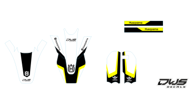 Trimset rear fender frontfender swingarme kotflugel brug stickersfork protectors TC 50 husqvarna 2017 2018 dws decals graphics grahics aufklebe decore number decals nummerset white black yellow wit geel zwart schwarz gelb
