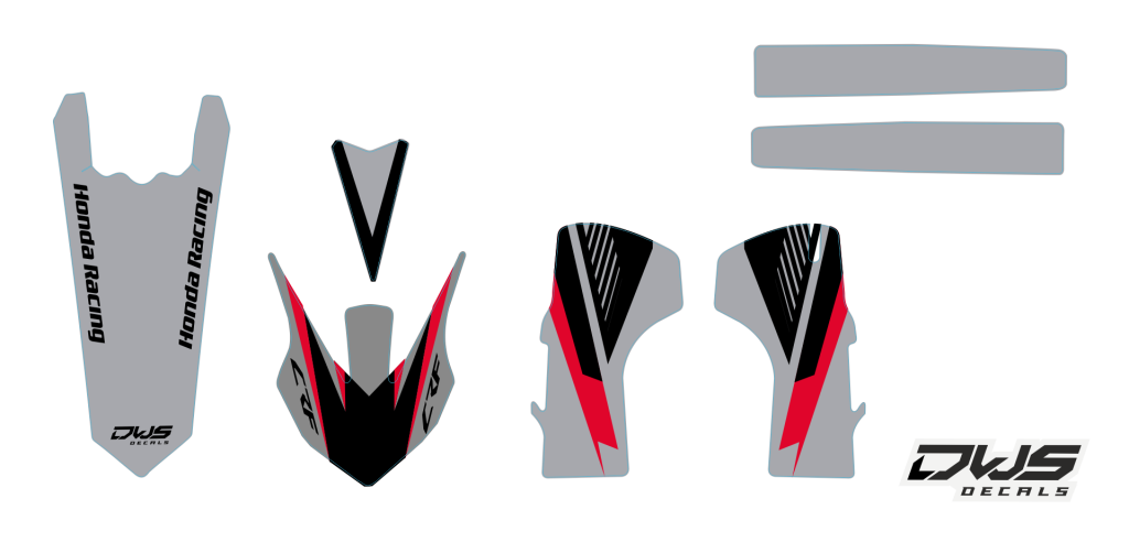 Complete stickerset Honda CRf 450 R XR 2017 Decals dekor design graphics aufklebe stickerset nummerset dws mx model 1 Honda factory look 2017 graphic rear fender front fender forkprotectors