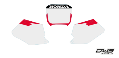 Nummerset Honda CR 1999 Model 1 Nummerset Honda CR 1999 model 1 Nummerset bestaande uit - Voornummer en zijnummers (3 delig) dws decals dws