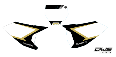 Complete stickerset Husqvarna TC 125 FC 250 350 450 FS 450 2016 2017 geel zwart gelb schwarz yellow black Decals dekor design graphics aufklebe stickerset nummerset dws mx supermoto FS 450 supermotard superbiker gold goud