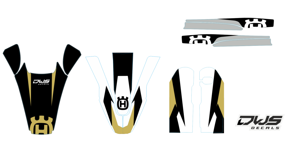 Complete stickerset Husqvarna TC 125 FC 250 350 450 FS 450 2016 2017 geel zwart gelb schwarz yellow black Decals dekor design graphics aufklebe stickerset nummerset dws mx supermoto FS 450 supermotard superbiker gold goud