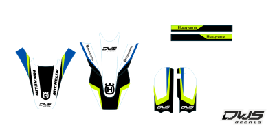complete stickerset TC 50 husqvarna 2017 2018 dws decals graphics grahics aufklebe decore number decals nummerset yellow geel gelb black zwart schwarz grey grijs grau white wit blue blauw blau