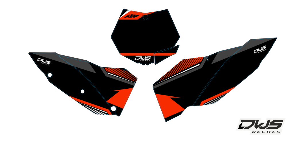Complete stickerset KTM SX SX-F 125 150 250 350 450 2007 2008 2009 2010 2011 front number front fender fork protectors radiator shrouds side panels swingarm rear fender vsupermoto supermotard superbiker dws Decals dekor design graphics aufklebe stickerset