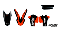 Complete stickerset KTM SX SX-F 125 150 250 350 450 2007 2008 2009 2010 2011 front number front fender fork protectors radiator shrouds side panels swingarm rear fender vsupermoto supermotard superbiker dws Decals dekor design graphics aufklebe stickerset