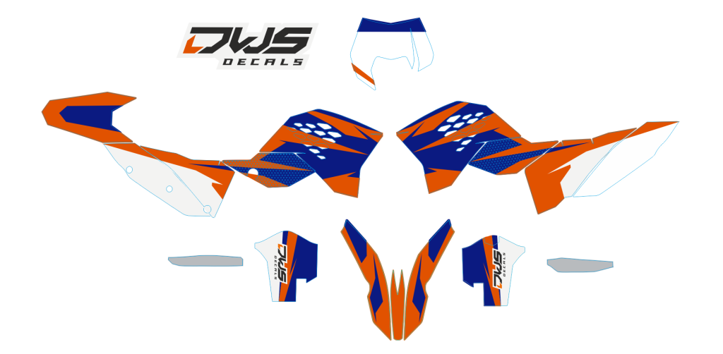 Complete stickerset KTM EXC 2008 2009 2010 2011 blue orange Decals dekor design graphics aufklebe stickerset nummerset dws mx