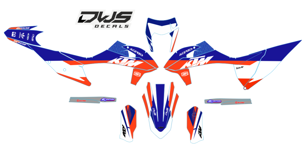 KTM EXC 125 250 350 450 500 2020 Model 14 set
 
Gehele stickerset bestaande uit
- Radiaset (6 delig)
- Nummerset (5 delig)
- Trimset (12 delig)

 
KTM EXC 125 250 350 450 500 2020 Model 14 set

consisting off:
- Radiator shrouds (6 tiles)
- Nu