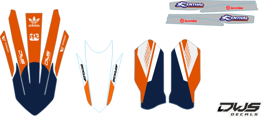 KTM EXC 125 250 350 450 500 2020 Model 14 set
 
Gehele stickerset bestaande uit
- Radiaset (6 delig)
- Nummerset (5 delig)
- Trimset (12 delig)

 
KTM EXC 125 250 350 450 500 2020 Model 14 set

consisting off:
- Radiator shrouds (6 tiles)
- Nu