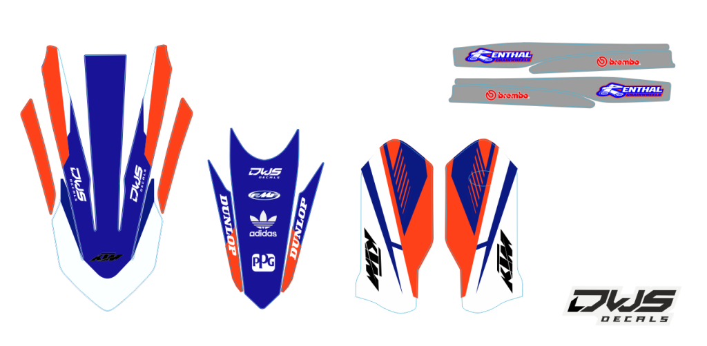 KTM EXC 125 250 350 450 500 2020 Model 14 set
 
Gehele stickerset bestaande uit
- Radiaset (6 delig)
- Nummerset (5 delig)
- Trimset (12 delig)

 
KTM EXC 125 250 350 450 500 2020 Model 14 set

consisting off:
- Radiator shrouds (6 tiles)
- Nu
